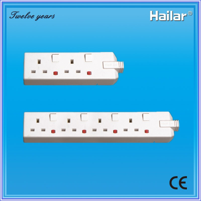13A (2gang, 4 gang) Trailing Switched Socket and Extension Switch Socket+Neon