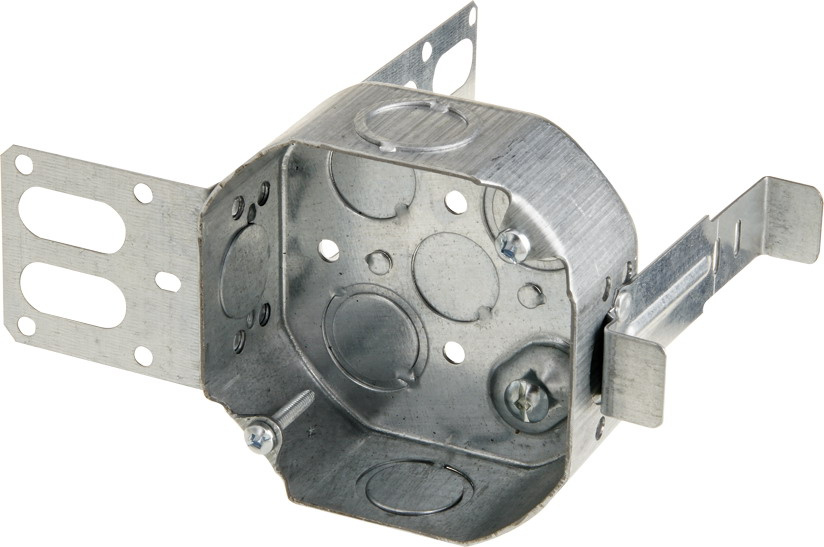 4 in. Steel Octagonal Ceiling Box with Wraparound Bracket, 1-1/2 in. Deep, UL Listing