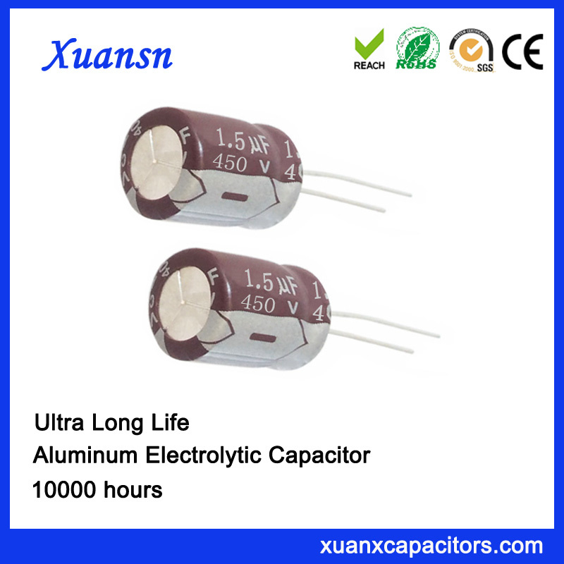 High Voltage 450V 1.5UF 10000hours Electrolytic Capacitor