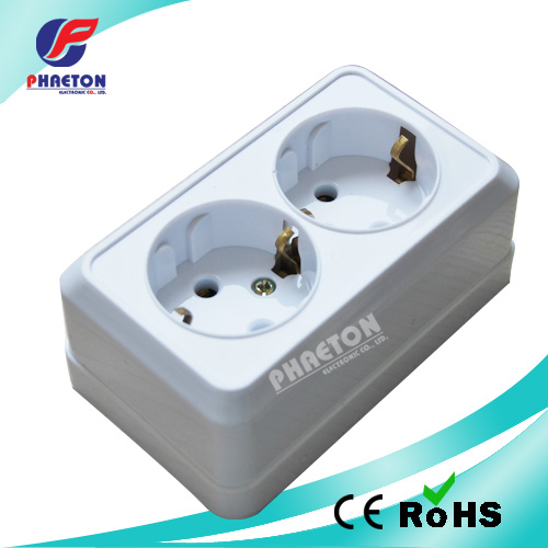ABS Material Surface Mounting Double 2pin 16A Wall Socket