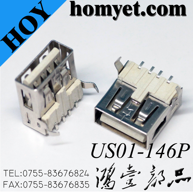 SMT Surface Mounting 2.0 USB a Type Female Connector