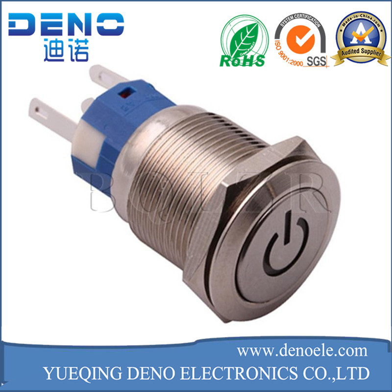 Silver Metal Blue Light Push Button Switch