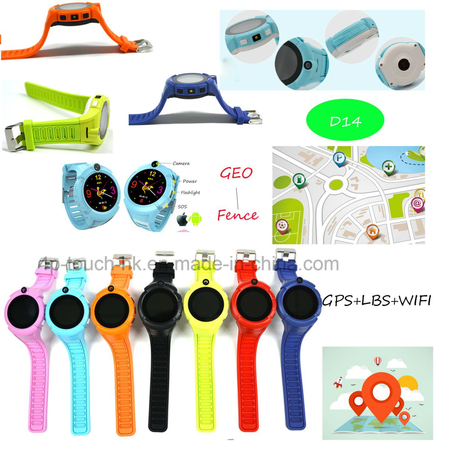 Sos Button GPS Tracker Watch for Child/Kids Gift with Camera D14