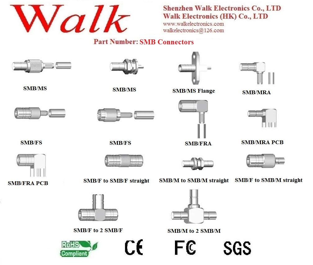Antenna Connector/RF Cable Assembly Connector/Jumper Cable Connector/Interface Cable Connector/Adaptor: SMB Connector