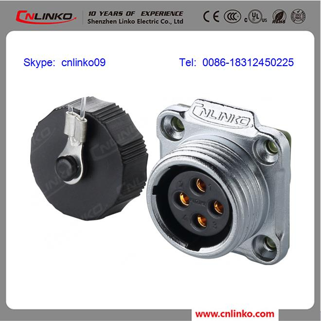 Panel Mount 4pin Female Connector/ Female Socket with Cap