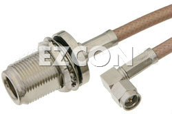 SMA Male Right Angle to N Female Bulkhead Cable