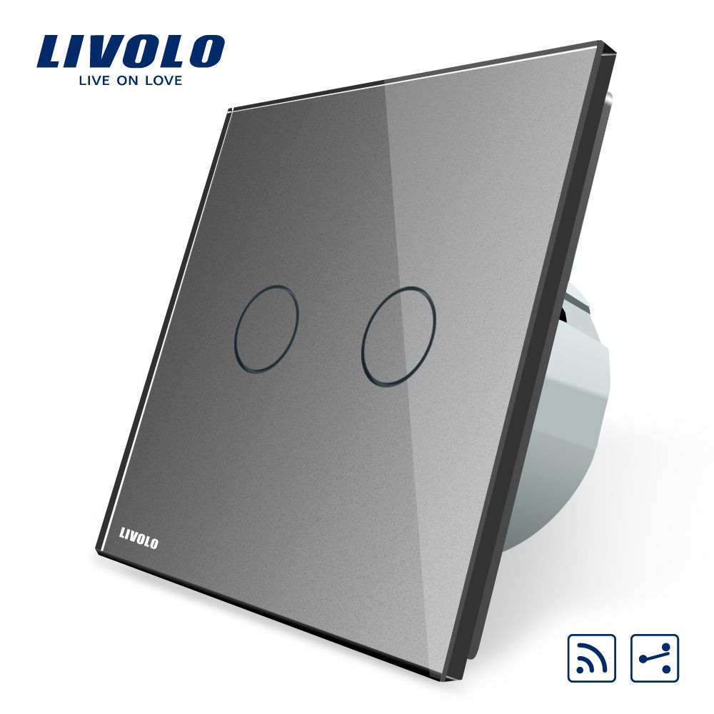 Livolo 2gang 2way Glass Panel Remote Wall Touch Switch Vl-C702sr-15