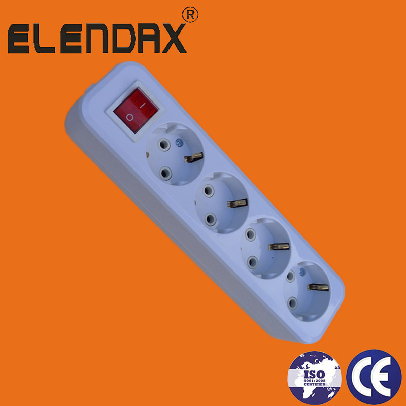4-Way European 10/16A Power Cord Socket with Switch (E8004ES)
