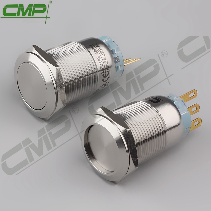 CMP 19mm Anti-Vandal 1no1nc Mechanical Latching Push Button Metal Switch
