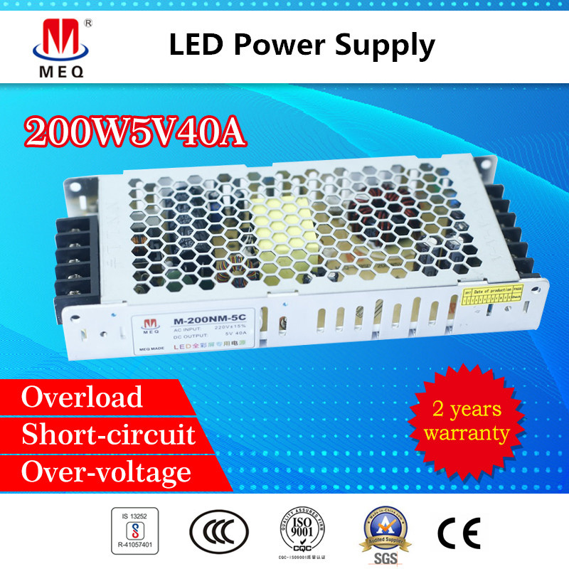 40A 5V Low Profile LED Display Switching/ Switch Power Supply 200W Ultrathin
