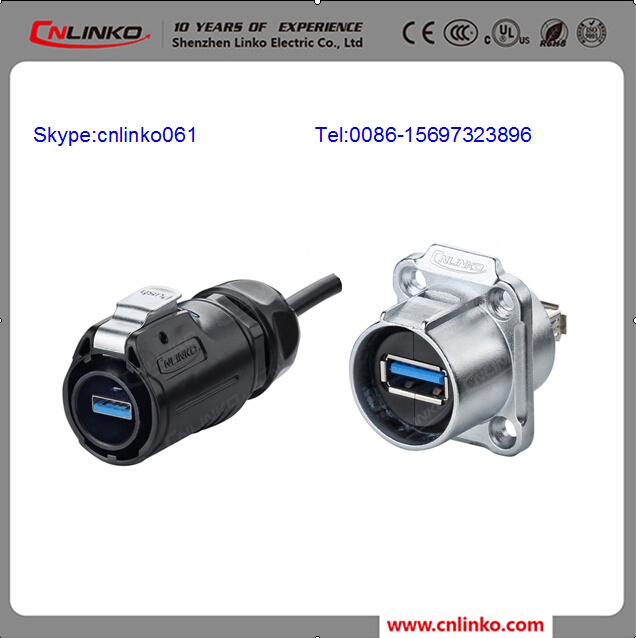 Lp24 USB3.0 Cable Connector/ USB Data Waterproof Connector