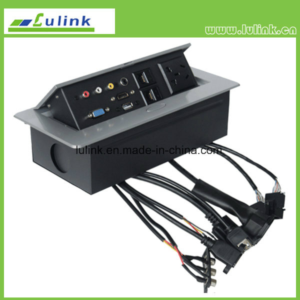 HDMI+USB+VGA+2*Cat5e+3.5mm+Power+RCA Cable, Pop up Type Desktop Socket