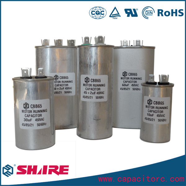 Oval Aluminum Case Metallized Polypropylene Film Cbb65 Capacitor