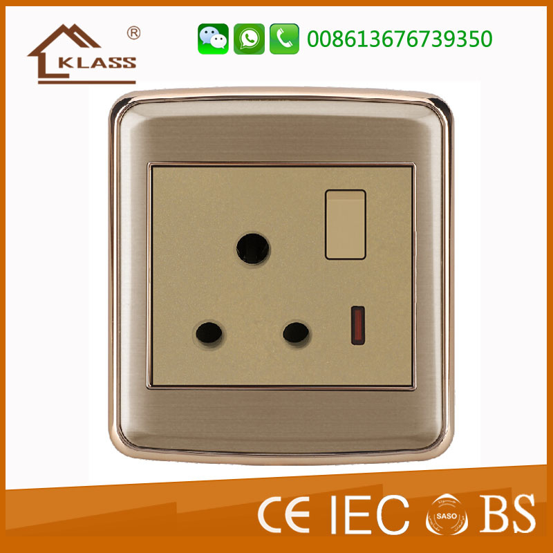 15A 250V One Gang Multi Switch Socket with Neon