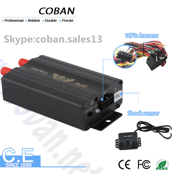 GPS Vehicle Tracking Device Tk 103 GPS GSM Tracker with Shock Sensor & Engine Shut off