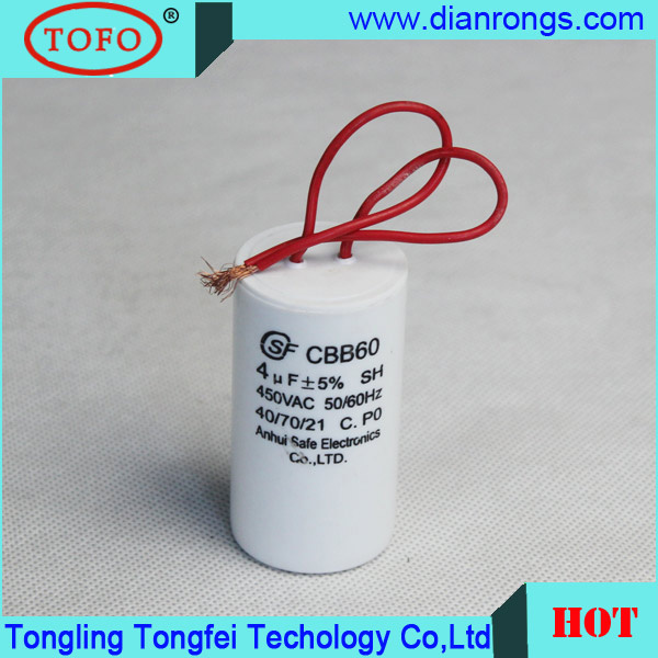 Cbb60 Capacitor Plastic Casing and Wire