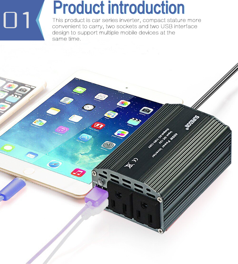 Power Inverter 500W 12V DC AC 110V 220V Car Inverter with 2 USB