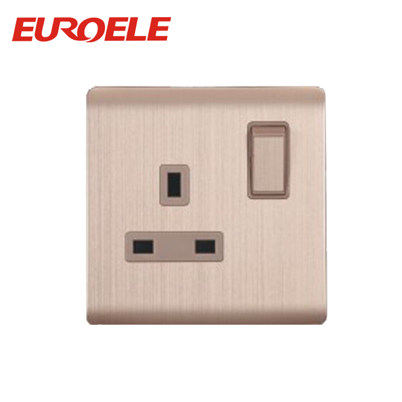 Gold Color Aluminum Plate British Standard Wall Socket