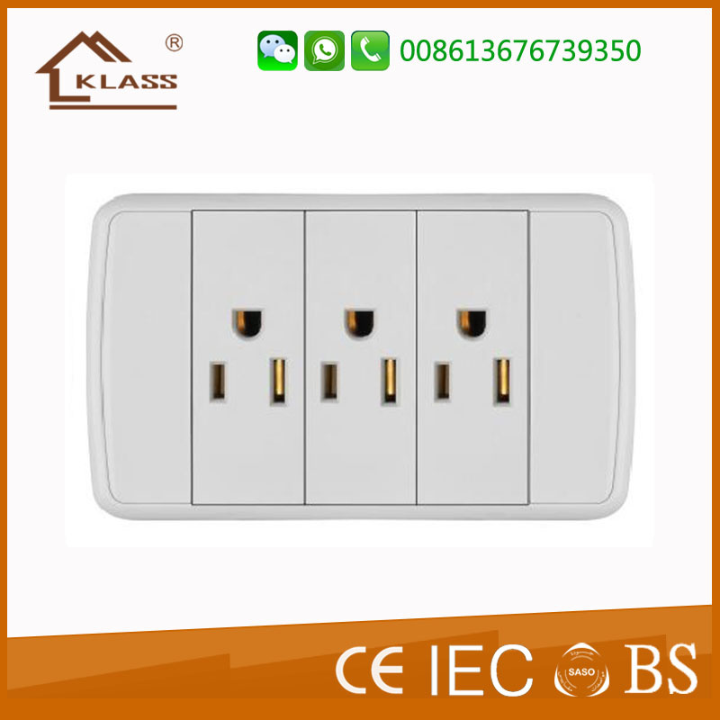 Made in China Fire Resistant PC Universal Triple Wall Socket