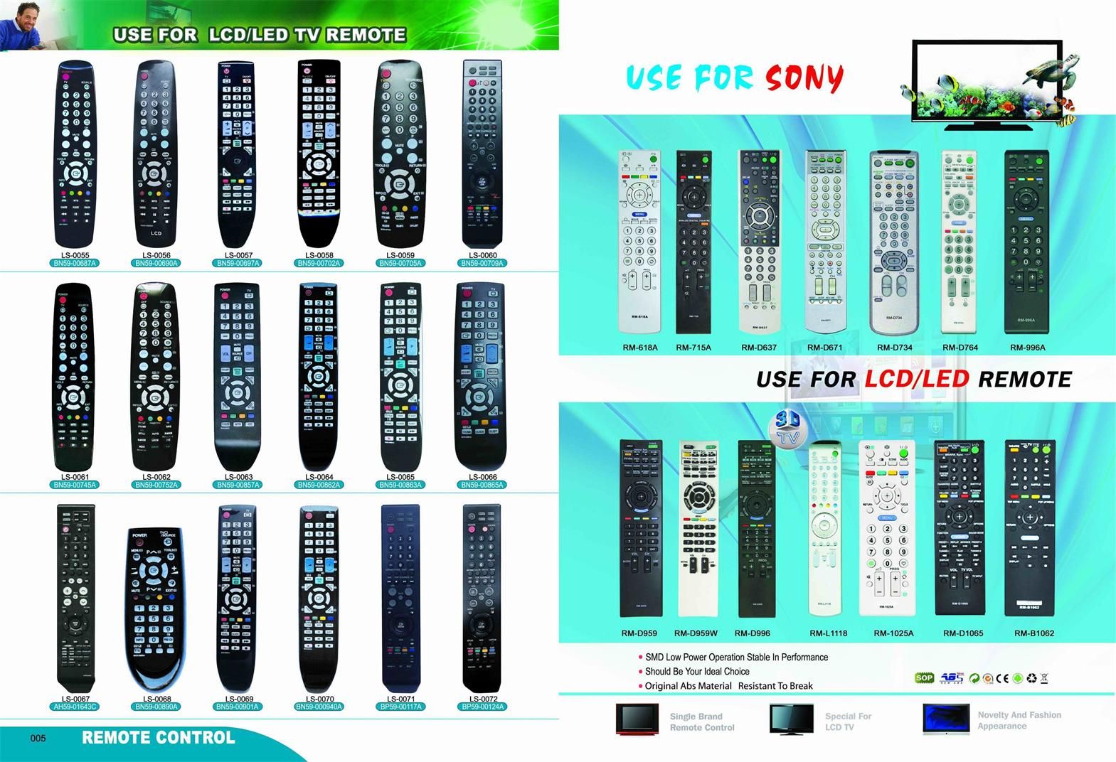 RM-L1125 Hot Sell Products in 2015, Using for Universal TV Remote Control and Made in China L&S Manufacture