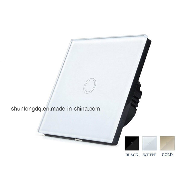 Touch Switch on off Control 1 Gang 1 Way EU Standard Crystal Glass Panel Wall Switch Waterproof Sensor Light Switch