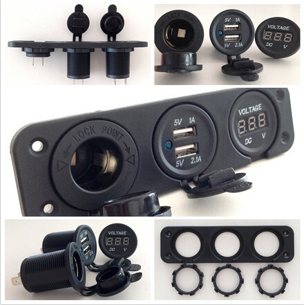 USB Socket Power Outlet Digital Voltmeters for Automotive Car