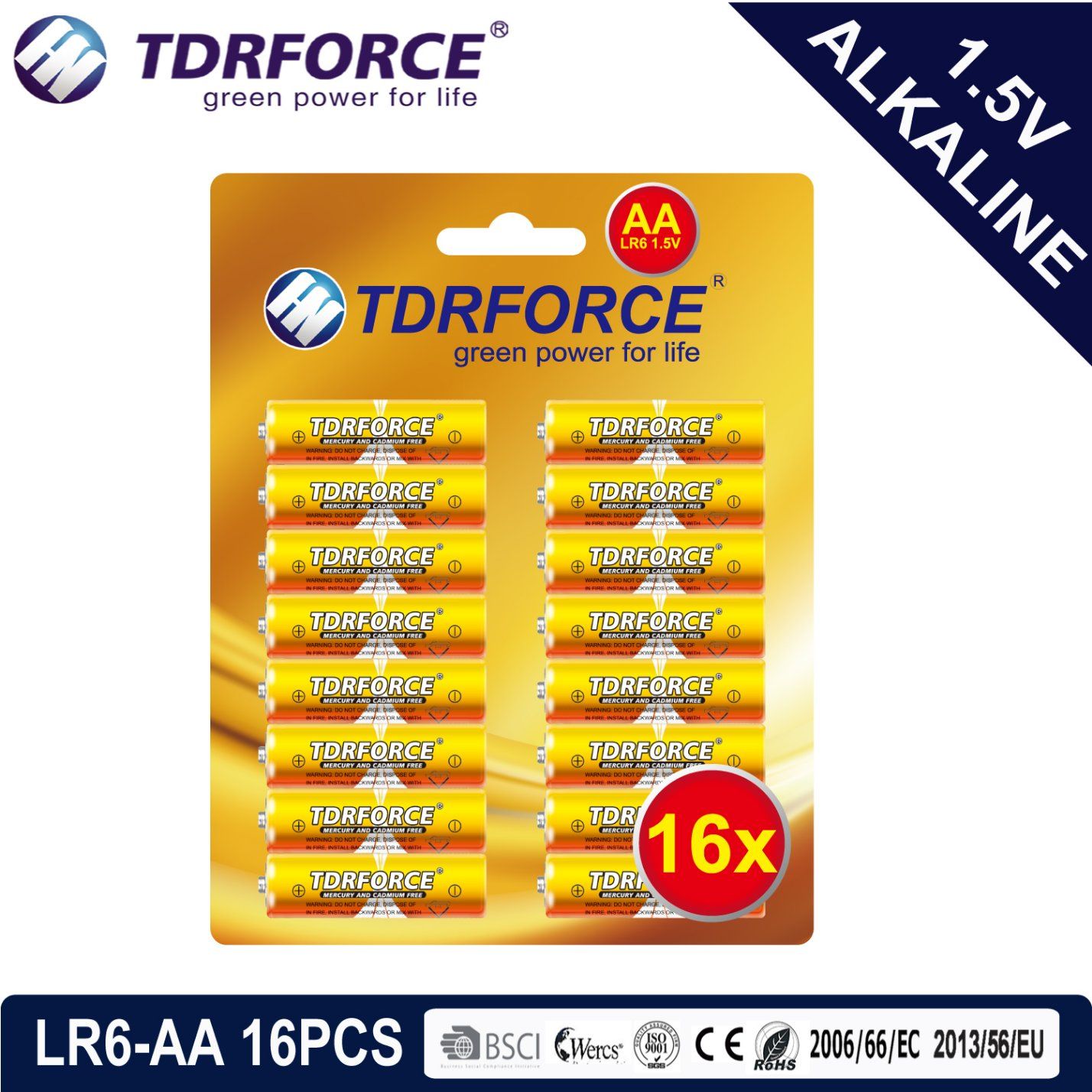 1.5volt Non-Rechargeable Manufacture China Dry Battery with ISO Approved 16pack Lr6/Am-3