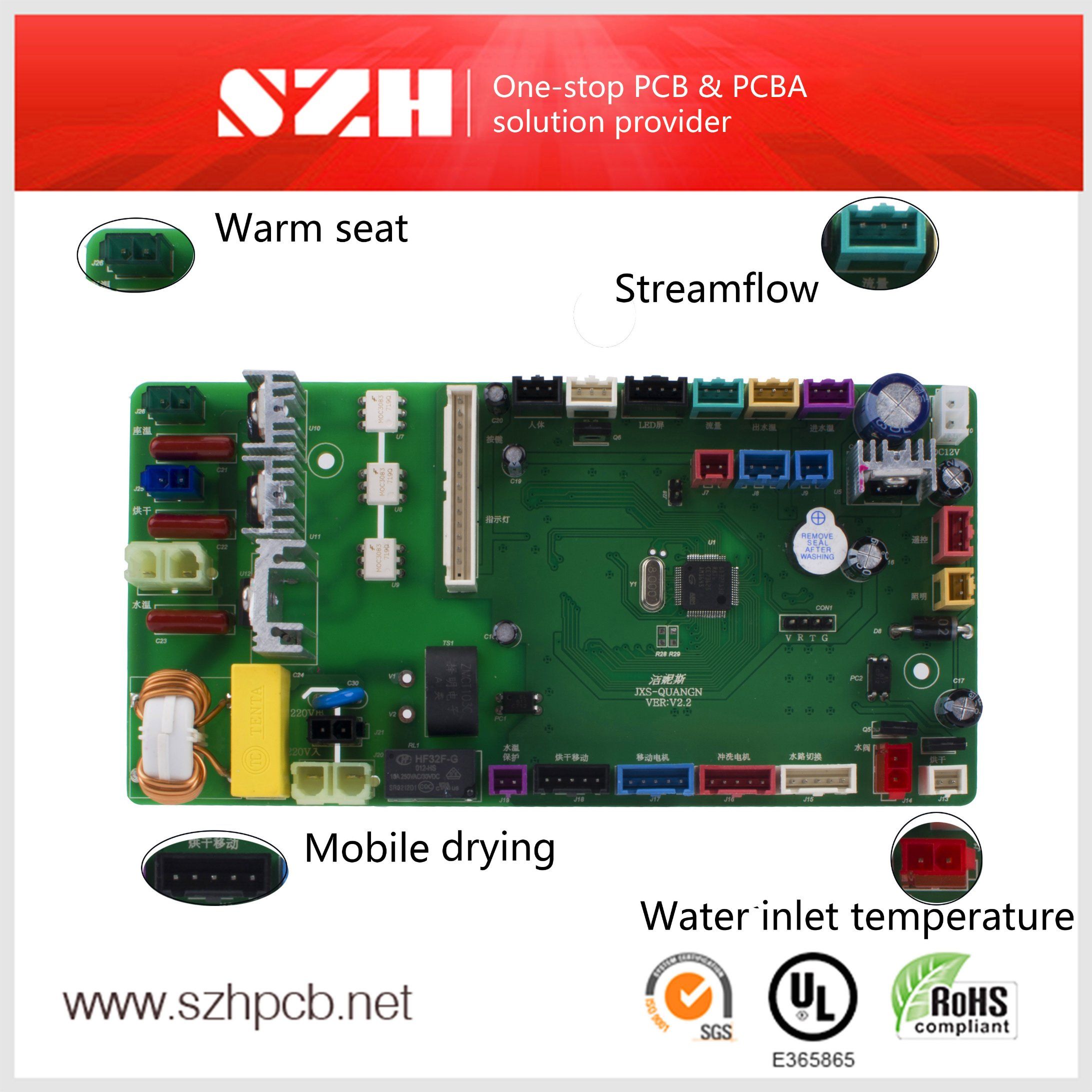 2 Layer HASL Automatic Bidet PCBA