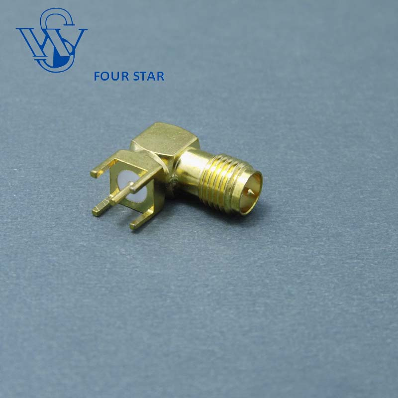 RP SMA Female Right Angle Connector for PCB Mount