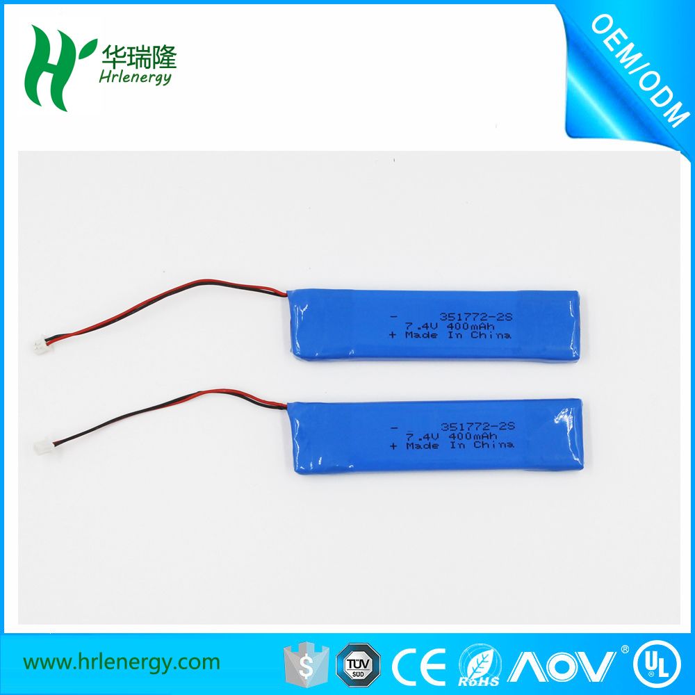 Consumer Electronics 2s Cell 400mAh 7.4V 1c Lithium Polymer Battery