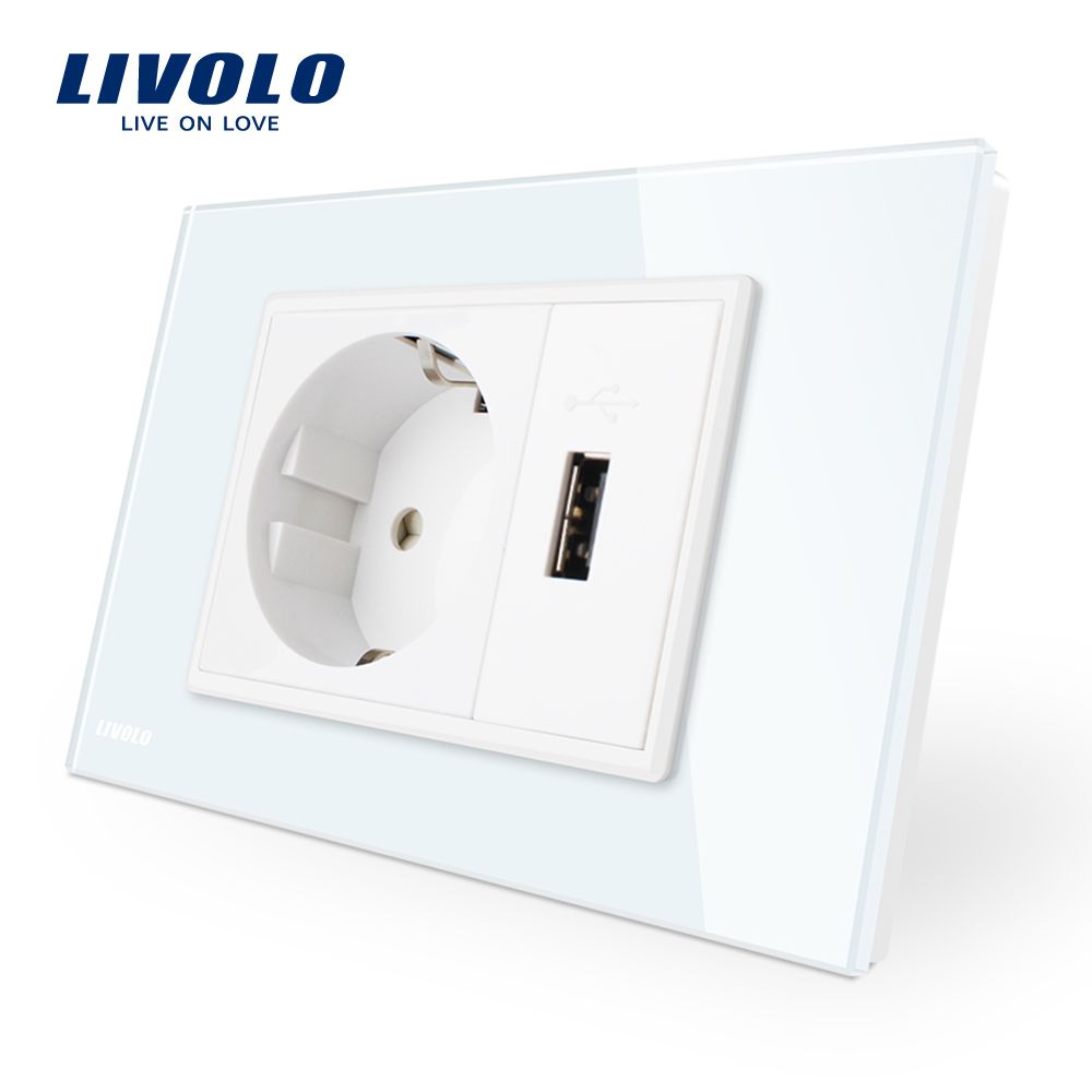 Livolo Two Gangs 16A EU Socket & USB Socket Vl-C9c1EU1u-11
