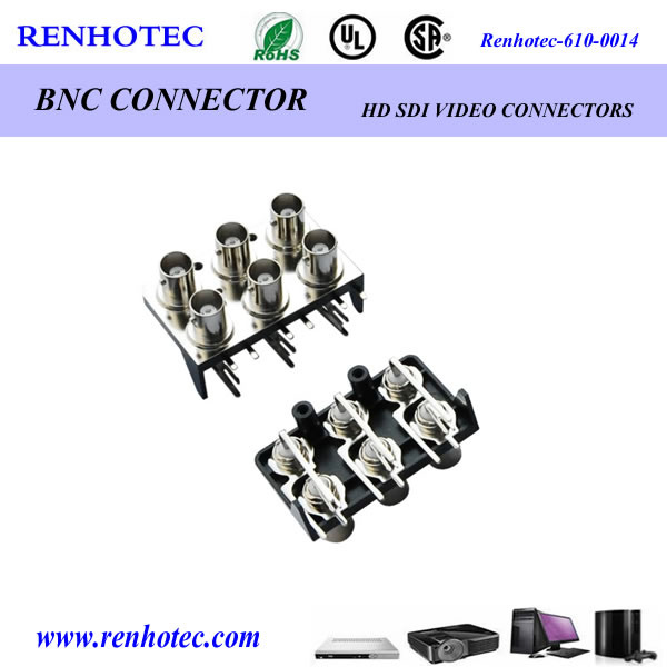 Multi Port RF Connector Female BNC Connector PCB Mount for CCTV Appliance
