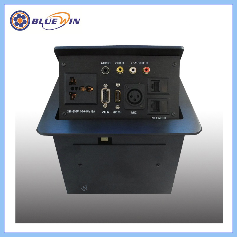 Hidden Desktop Interconnect Socket for Conference Table and Hotel Desk