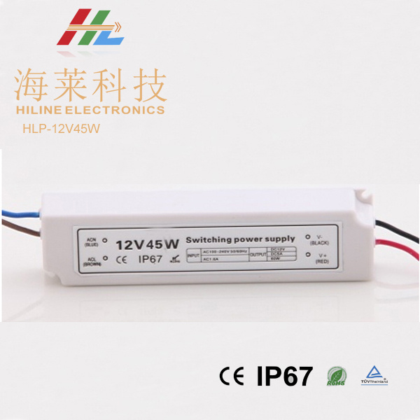 Plastic IP67 LED Driver 12V45W