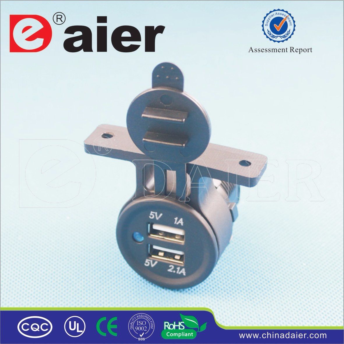 Daier Socket Dual Port Car USB Charger (DS2T13)