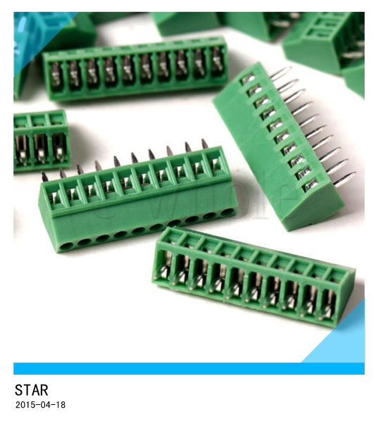 2.54mm Pitch 10 Pin Straight Pin PCB Screw Terminal Block Connector Dt