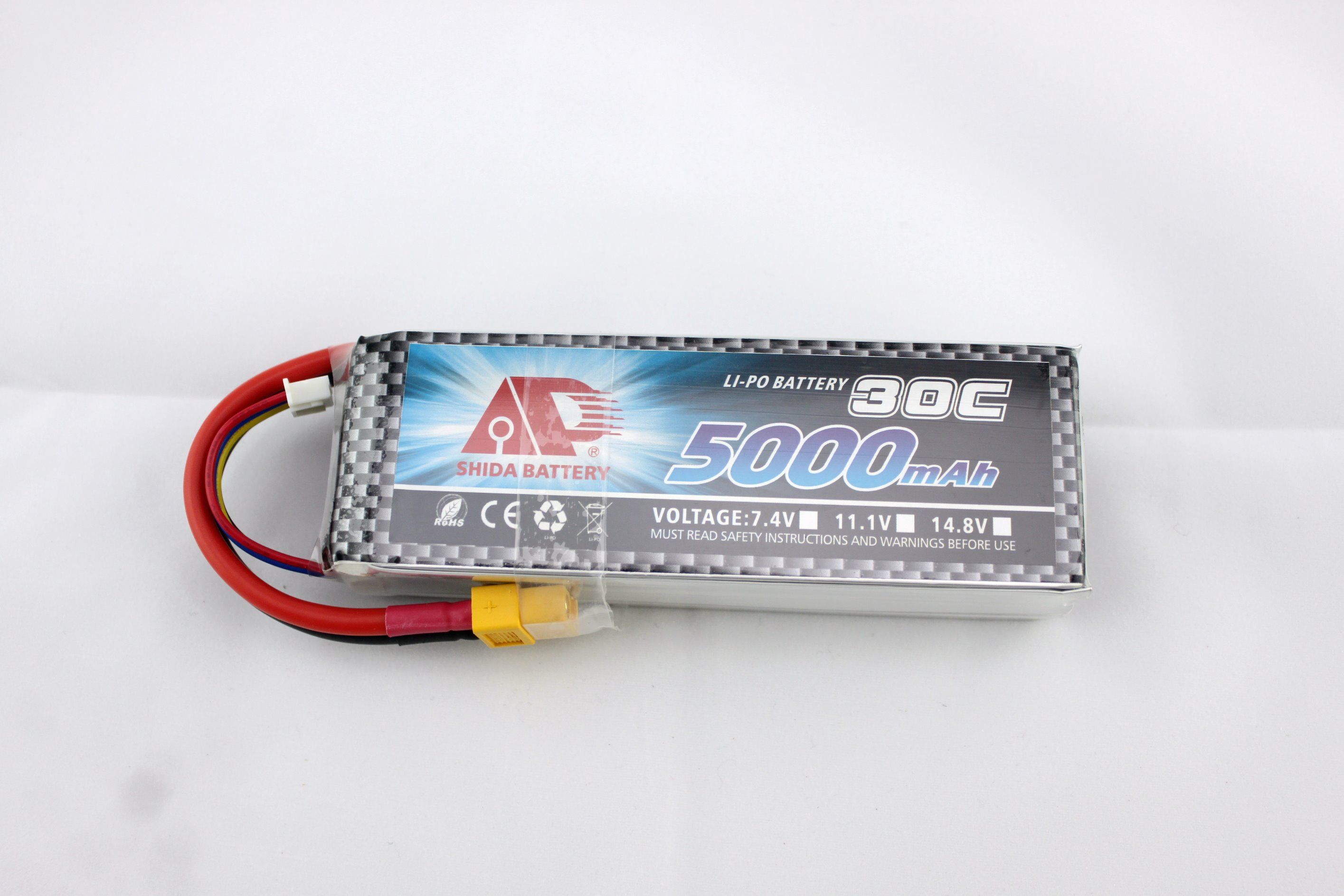 5000mAh 30c 7.4V Lithium Polymer Ce UL R/C Model Battery