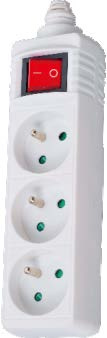 French Type 3 Outlets Extension Socket, Power Strip (GGFNBK03)
