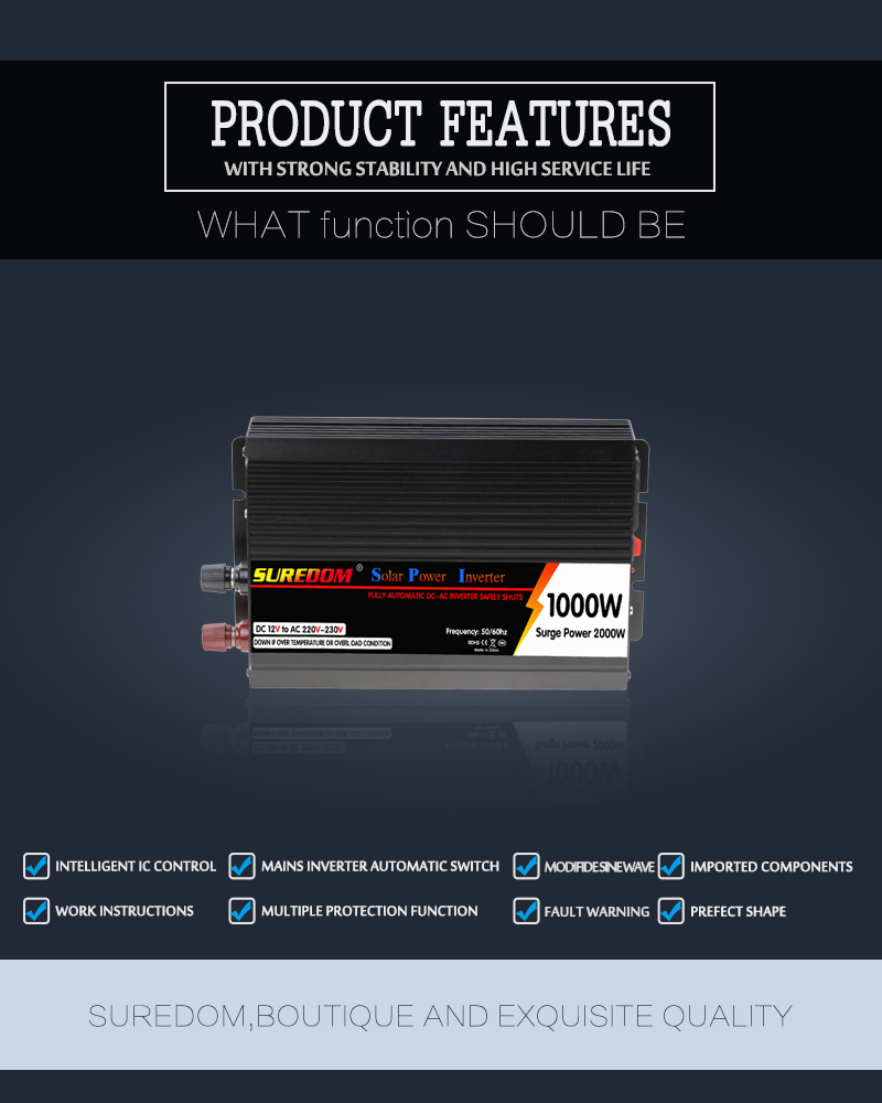 1000W High Capacity Power Inverter Soalr Inverter 12V 24V DC AC Inverter Newest