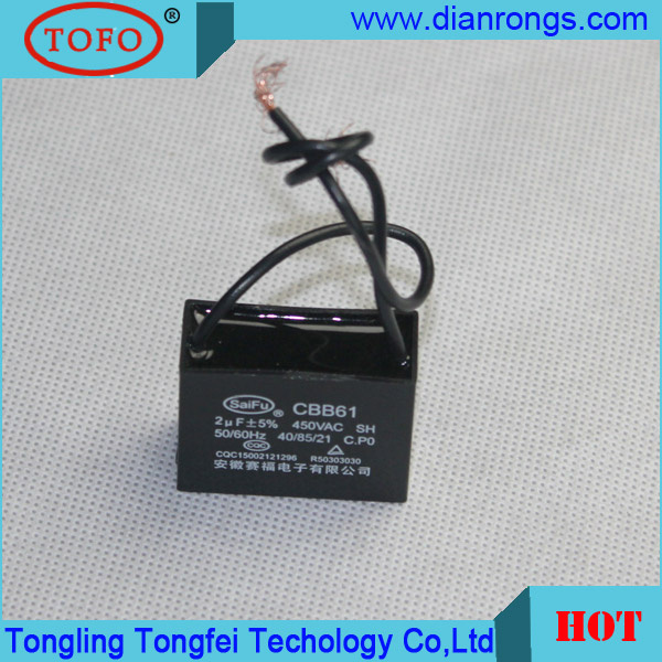 Plastic Case 2.5UF 450VAC Cbb61 Capacitor