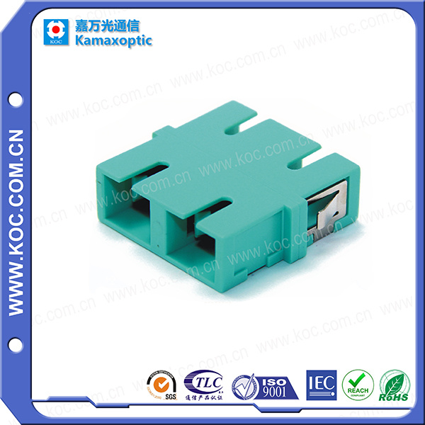 Sc Duplex Aqua Fiber Optic Adapter
