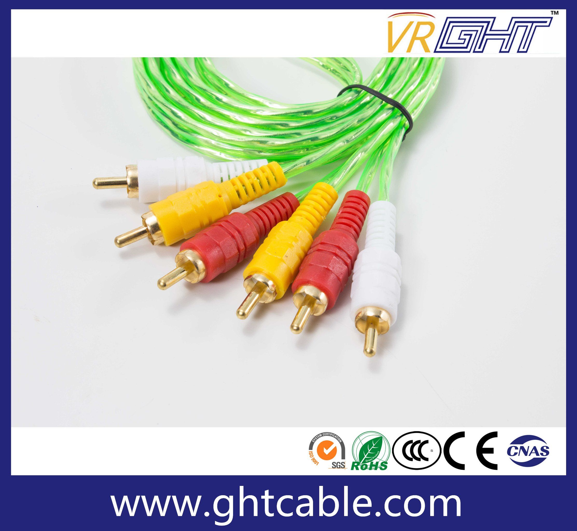 Transparent Green 3RCA to 3RCA AV Cable