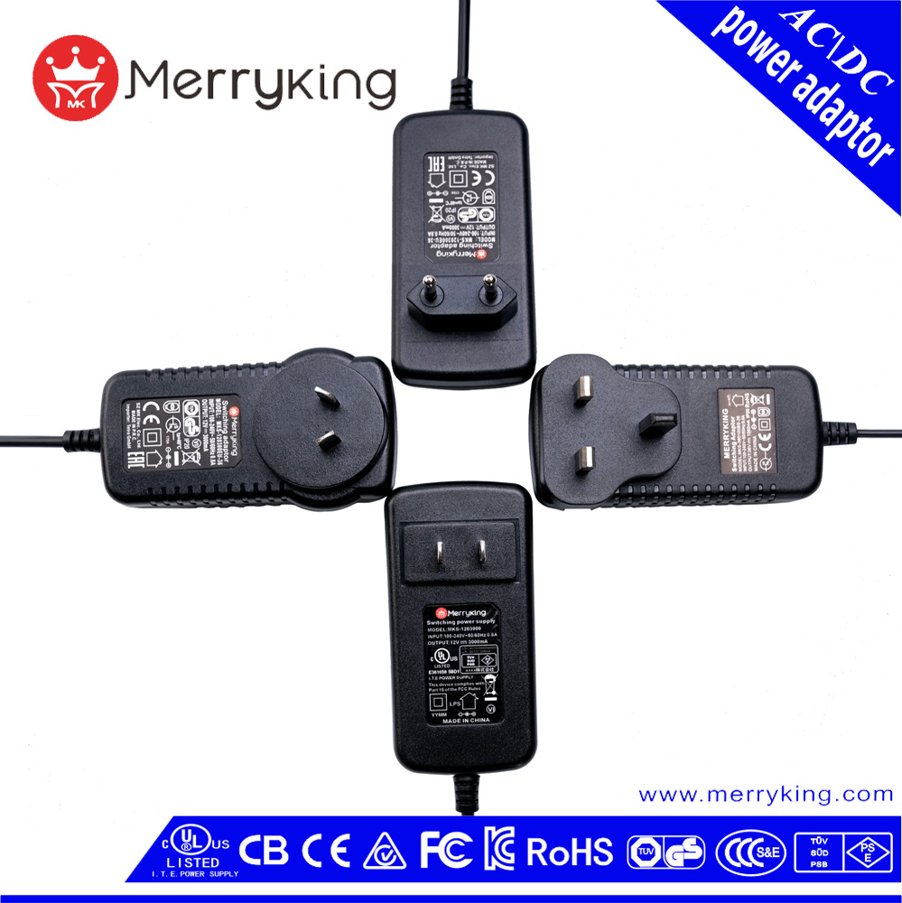 UK 3 Pin Plug TUV Ce GS 12V 3A AC/DC Switching Power Adapter