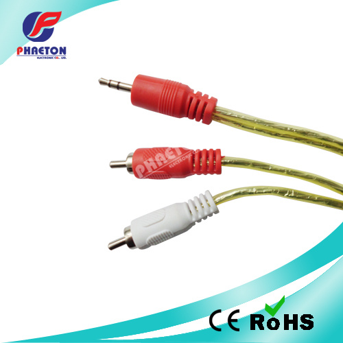 Transparent 3.5mm Stereo to 2RCA Male Audio Video Cable