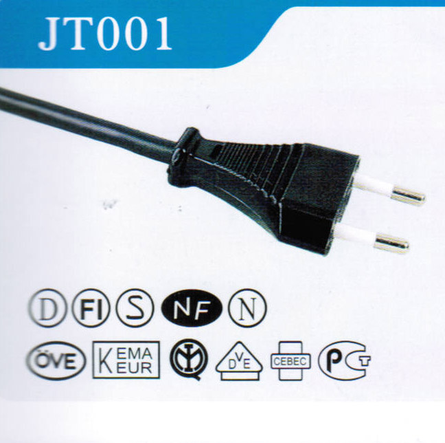 Europe 2 Prong Power Cord Plug with VDE Approval (JT001)