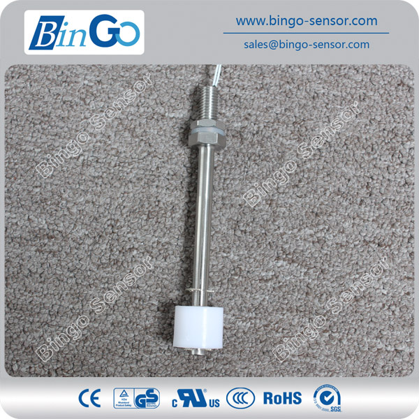 Stainless Steel Rod Single PP Float Vertical Level Switch with Thread Connection
