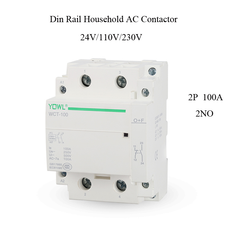 2p 100A Ict Household Modular DIN Rail AC Contactor