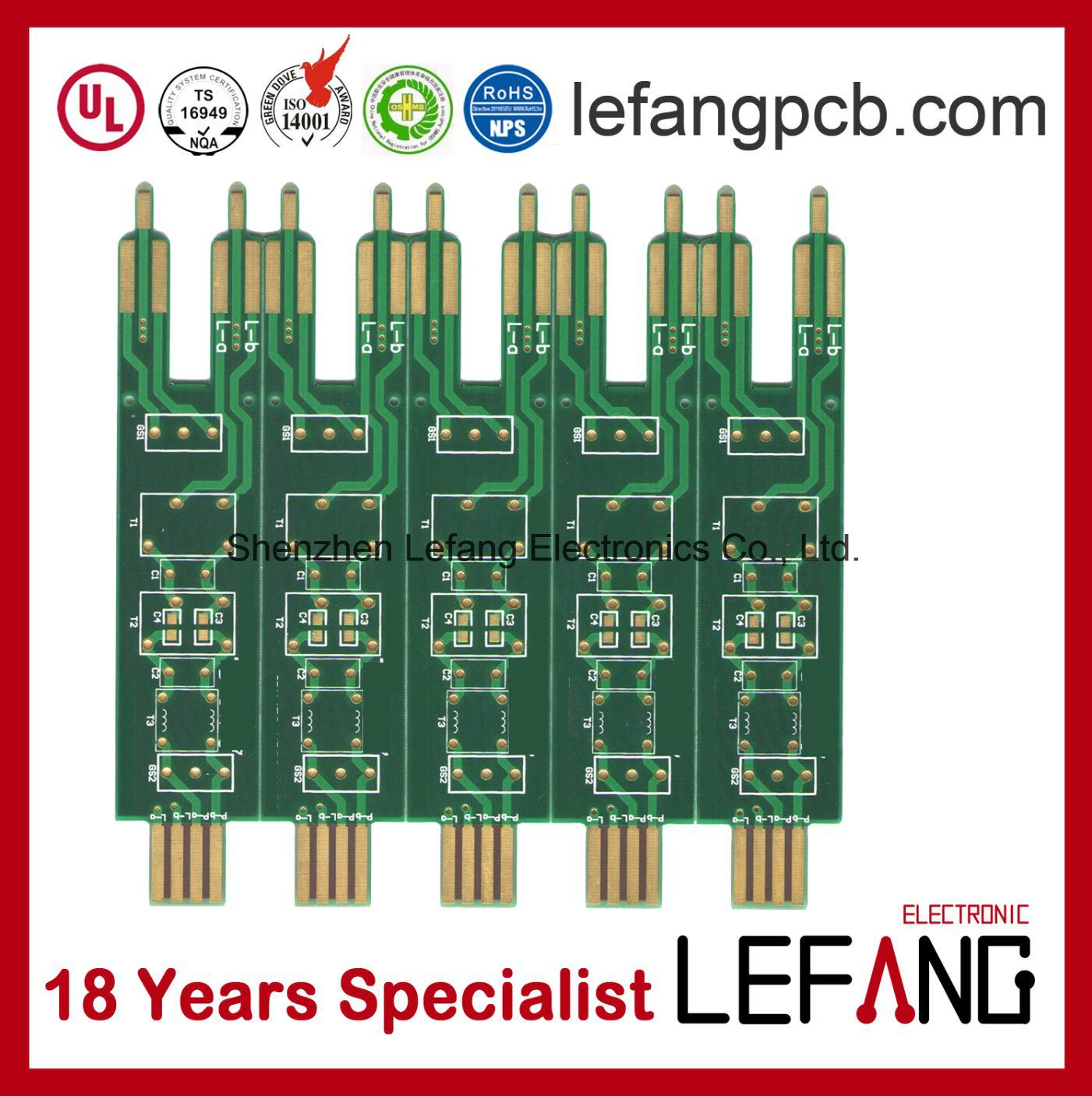 Industrial Control Circuit Board PCB with Enig+Gold Finger