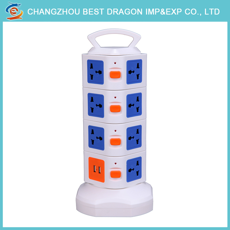 2m Extension Power Strip Socket with 16 AC Outlets with USB Cord