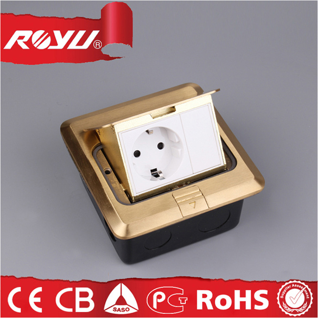 3 Pin Electric Ground Brass Floor Schuko Socket